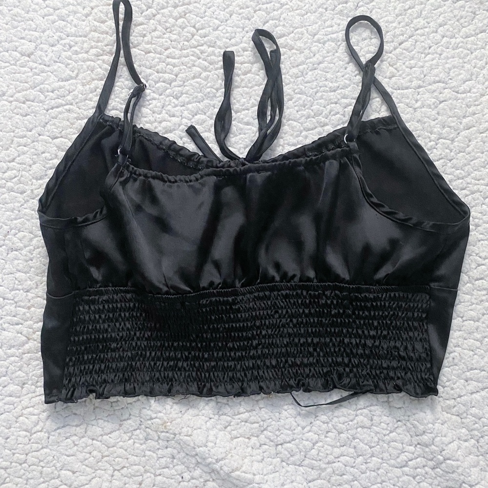 Black Satin Crop Top